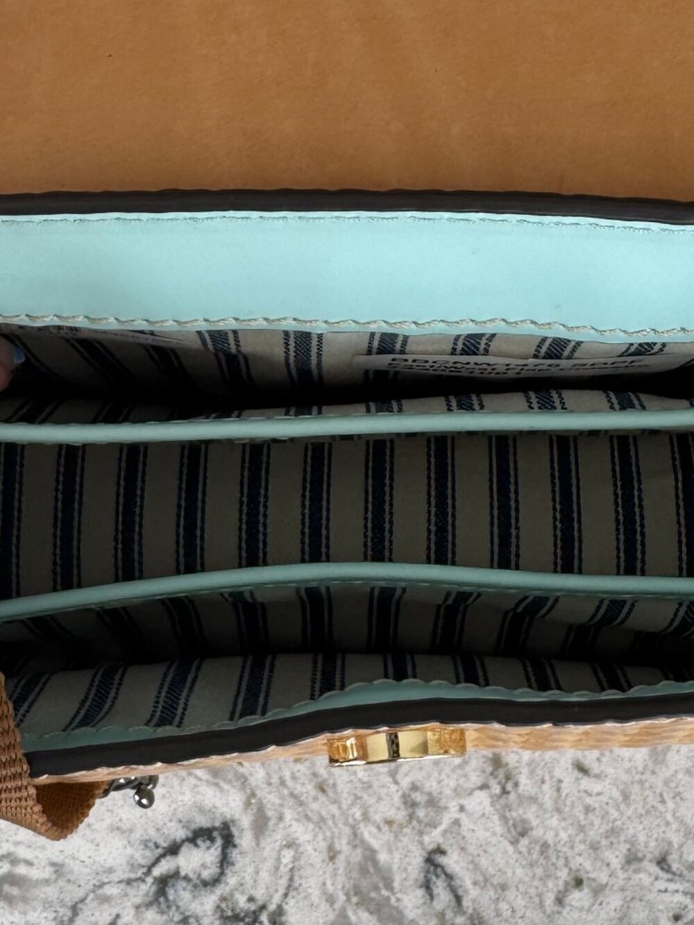 Dooney and Bourke Blue and Faux Wicker Purse and Wallet - Picture 5 of 10